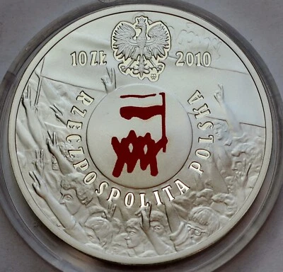 10 Zlotych, Polonia 2010, Camino Polaco a la Libertad Agosto de 1980 Foto 1 de 2
