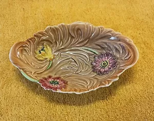 Vintage genuine Staffordshire Shorter & Sons Hand Painted Dahlias on oval dish - Picture 1 of 4