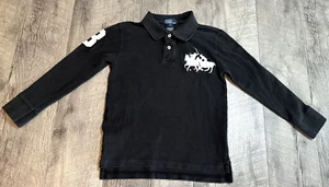Vintage Polo Ralph Lauren Jungen Hemd Jungen 8 Schwarz Langarm Double Big Pony - Bild 1 von 9