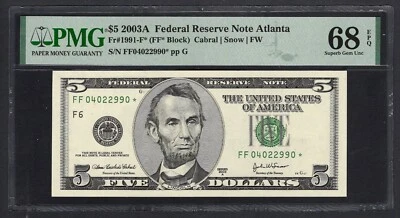 United States-Federal 5 Dollars 2003A Fr#1991-F* (FF* Block) Star UNC Grade 68 - Image 1 of 2