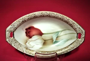 Antique R S Germany Poland China Hand Painted Art Nouveau Tulips Open Salt - Picture 1 of 2