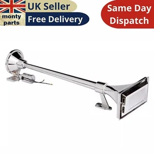 12-24V Air Horn King Chrome Horn Trumpet For Man Scania HGV Truck Lorry E Mark - Picture 1 of 7