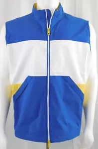 Chaqueta Chaleco Peter Millar Crown Para Hombre Bloqueo de Color Azul Amarillo Golf XL NUEVO CON ETIQUETAS $168 - Imagen 1 de 11