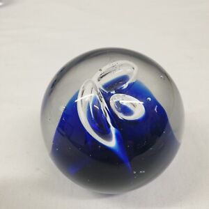 Glass Paperweight Black Blue