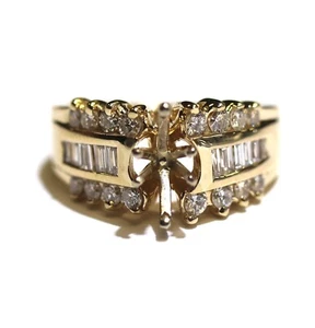 14k yellow gold .84ct baguette round semi mount diamond engagement ring 6.6g 6 - Picture 1 of 8