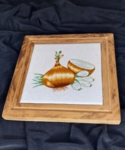 Vintage Lamosa Made in Mexico Untersetzer Fliese & Holzzwiebeln 6" MCM - Bild 1 von 6