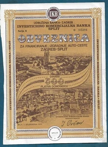 500 Dinara 1973. Zagabria - Obbligazione divisa, costruzione autostrade, Croazia (Jugoslavia) - Foto 1 di 2