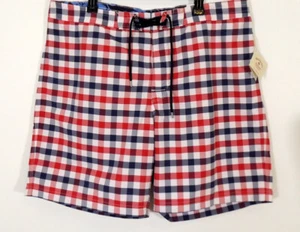Brooks Brothers Mens 40 Swim Trunks Red White & Blue Plaid NEW $75 - Picture 1 of 7