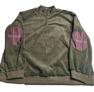 Pullover con cremallera 1/4 para hombre 2XL verde parches texturizados en el codo - Imagen 1 de 5