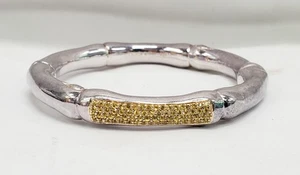 Distel & Biene Sterlingsilber Pave gelber Saphir 925 Bambus Armreif Armband 7" - Bild 1 von 11