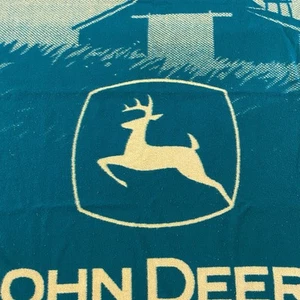 John Deere Green Fleece Blanket Biederlack Aurora 55" x 47" Made in USA tractor - Picture 1 of 8