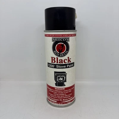 Vintage Meeco’s Red Devil Flat black High Temp Stove Paper Label spray paint can - Image 1 of 4