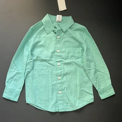 Camisa con botones de lino manga larga para niños Gymboree color azul bebé talla 4T Foto 1 de 4
