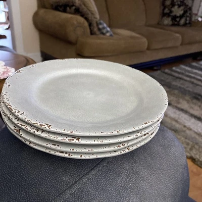 Juego de 4 platos de almuerzo de ensalada agrietada gris melamina Tommy Bahama Foto 1 de 4