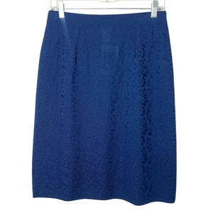 Gonna dritta Misook floreale testurizzata maglia elasticizzata blu navy taglia small nuova con etichetta - Foto 1 di 8