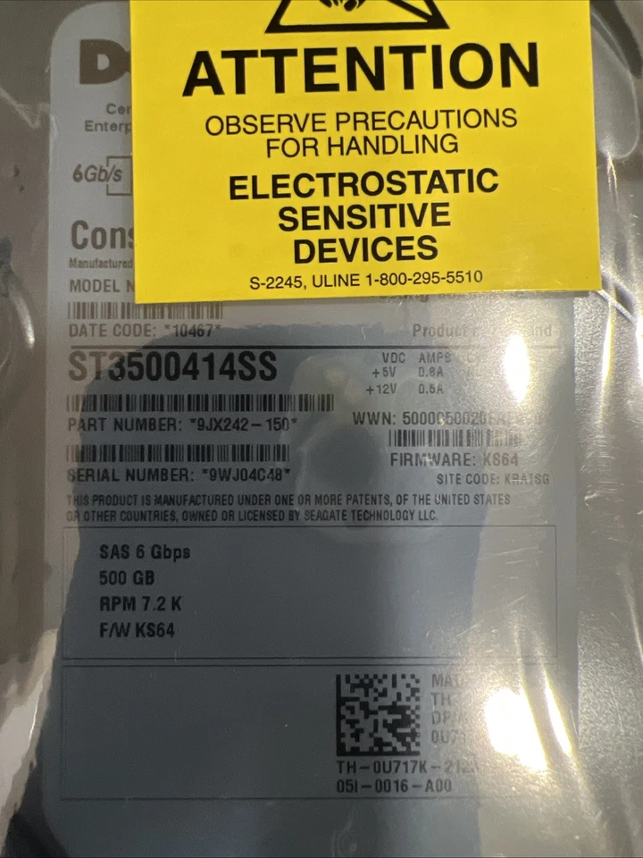 New Dell 500GB ST3500414SS 7200Rpm SAS II 3.5'' - Image 1 of 1