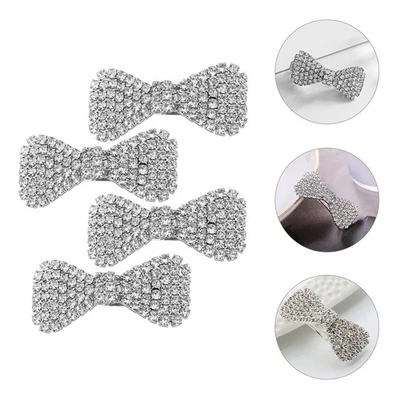  4 Pcs Mini Rhinestone Bows Crystal Rhinestones Hair Barrettes Claw Clip - Image 1 of 4