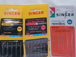 3 VTG Singer Yellow Band Needles Style 2045 NIP 5 Needles Red Band 2020 E3 - Picture 1 of 4