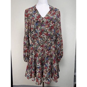 Entro Dress Sz M Floral Perfect for Fall Long Sleeves Tie Waist Button Up - Bild 1 von 18