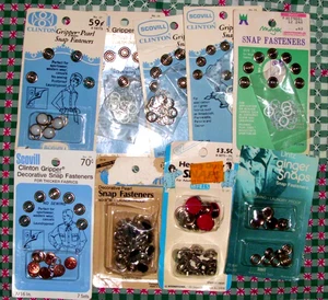 9 Packages Vintage Snap Fasteners--Decorative & Plain--See Pics - Picture 1 of 5