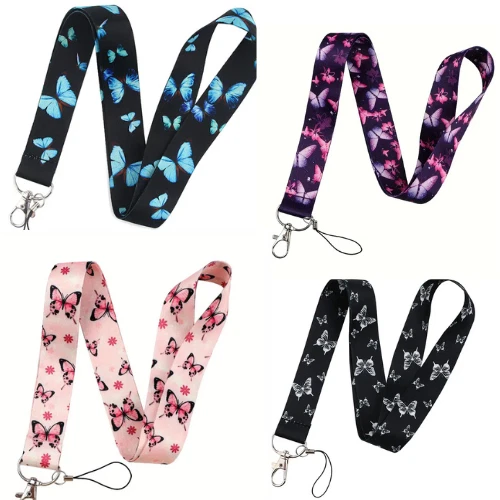 Butterfly Lanyard Card Keys Phone Lanyard Neck Strap for ID Keychain Accessories