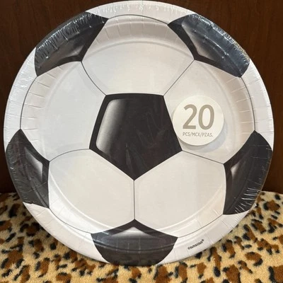 Soccer Corner Kick 10.5-inch Plates Paper 20 Per Pack Soccer Tableware Supplies - Image 1 of 4