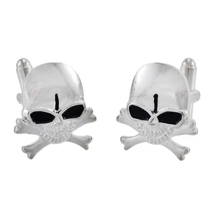 Zeckos Stainless Steel Skull & Crossbones Cuff Links Cufflinks - Picture 1 of 3
