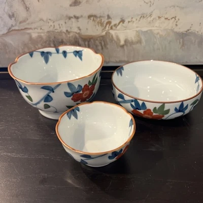 Porcelana étnica chinesa antiga (3) três tigelas MUITO BOM - Imagem 1 de 4