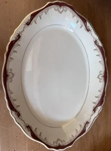 SYRACUSE CHINA RADCLIFFE 14” OVAL PLATTER + 2 11” SRVN BOWLS FEDERAL MAROON RED - Picture 1 of 8