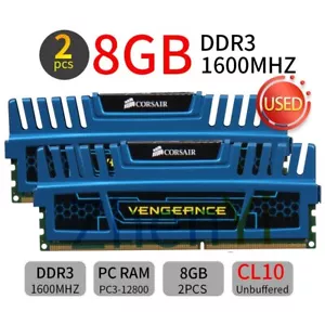 Corsair 16GB 2x 8GB DDR3 1600MHz CMZ16GX3M2A1600C10B PC3 DIMM Desktop Memory RAM - Picture 1 of 7