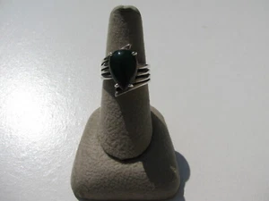 MCM VINTAGE GEMARKT RL CABOCHON TRÄNEN TROPFEN BIRNE GRÜNER EDELSTEIN 925 RING GR.7 1/4 - Bild 1 von 8