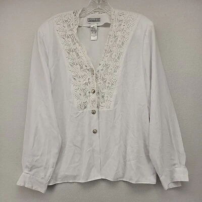 CAMISA DE VESTIR CHRISTIE & JILL MUJER TOP BLANCO TALLA 16 ABOTONADA MANGA LARGA Foto 1 de 4