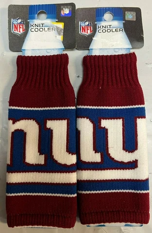 New York Giants NFL Knit Bottle Cooler Set of 2 Cover