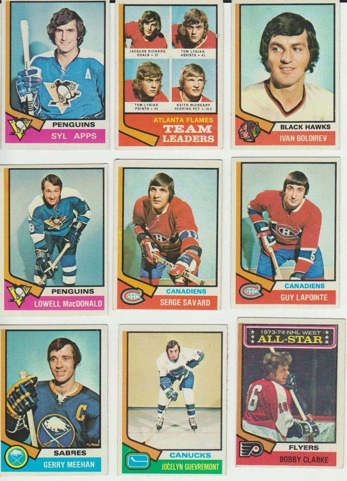 1974-75 Topps Hockey SET BREAK singles - stars, commons, Hall of Famers - Image 1 of 1