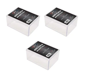 (Pack of 3) BCW 100-Card Hinged Boxes Plastic Case Holder For Trading Cards - Picture 1 of 4