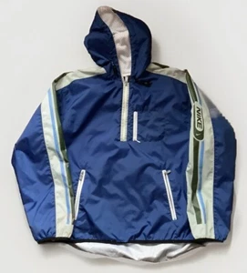 Rare VTG NIKE  Swoosh Striped Sleeves Pullover Rain Jacket 90s Youth Sz S - Picture 1 of 13