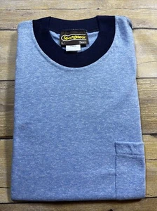 T-shirt Sears Sportswear anni 70 vintage Ringer blu taglia large fondo di magazzino nuova wow - Foto 1 di 11