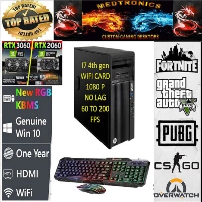 i7 CUSTOM GAMING DESKTOP HP Z230 3.6GHZ 1TB SSD 16GB RTX 4060/2060/2070/3060 - Image 1 of 4