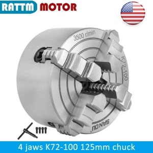 K72-100mm 125mm Four 4 Jaw independent Chuck CNC Machine tool Lathe Manual chuck - Picture 1 of 8
