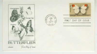 Orange-Tip Butterfly FDC 1977 Artmaster Cachet Cover Scott #1715 13c Stamp S32 - Image 1 of 2