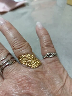 Anello Argento Artigianale Col Oro - Immagine 1 di 4