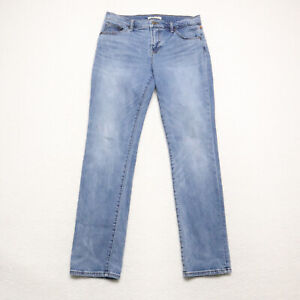 Bcbgmaxazria Women's Size 28 Blue Straight Leg Medium Wash Stretch Denim Jeans