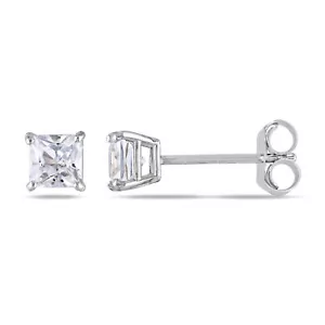 Amour 10k Gold Created White Sapphire Earrings - Picture 1 of 5