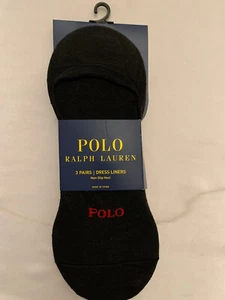 Polo Ralph Lauren Socks Dress Liners 3 Pair Black 10-13 Shoe Size 6-12.5 - Picture 1 of 4
