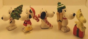United Features Syndicate 1958-1966 Peanuts Christmas Ornaments Set of 5 Snoopy - Picture 1 of 12