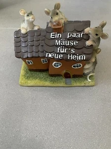 Spardose Mäuse mit Schlüsseln Eigenheim Haus Hausbau Geschenk Einzug Einweihung - Bild 1 von 5