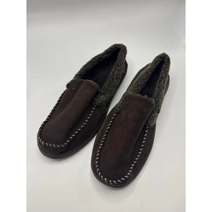 Dearfoams Men's Brown Faux Fur Lined Moccasin Slippers XL 13-14 - Picture 1 of 9