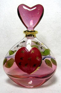 Royal Limited 24% Bleikristall handbemalt rosa & rot Parfum Flakon Italien - Bild 1 von 7