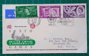 1958 Commonwealth Games FDC Cardiff Games slogan - Picture 1 of 4