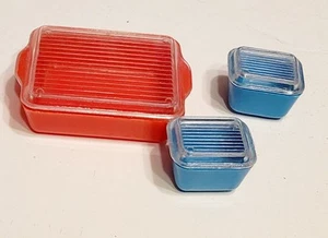 Vintage Toy Pyrex EAGLE Banner Primary Color Refrigerator Set Blue Red - Picture 1 of 3
